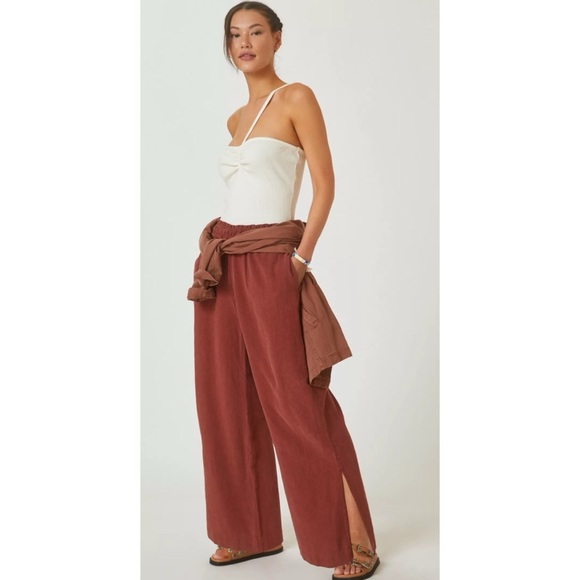 Anthropologie Easy Traveler Full-Length Pull-On Linen Blend Pants Size Medium - Picture 1 of 12